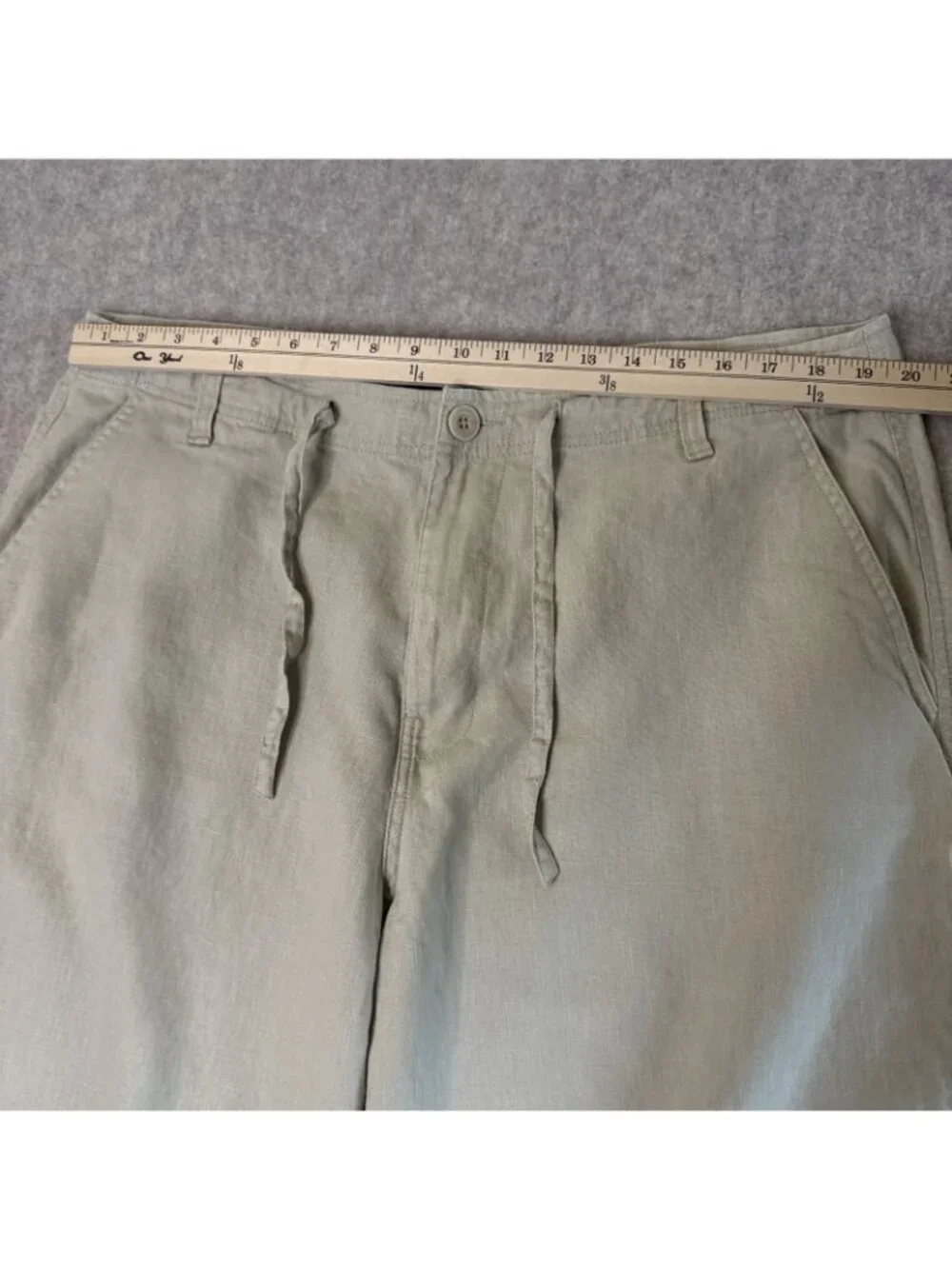 Sean John 100% Linen Drawstring Pants Men's 40x33 Khaki Straight Leg